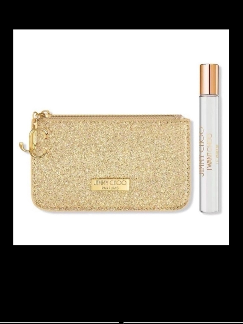 Jimmy Choo Gold Glitter pouch I Want Choo Set